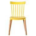 thumbnail image 2 of Fabulaxe Modern Plastic Dining Chair Windsor Design with Beech Wood Legs, Yellow (Set of 1), 2 of 6