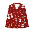 thumbnail image 4 of Lorytime Christmas Pjs Women Set Snowman Long Sleeved Collared Tops Elastic Waist Pants Festive Loungewear Gift, 4 of 4