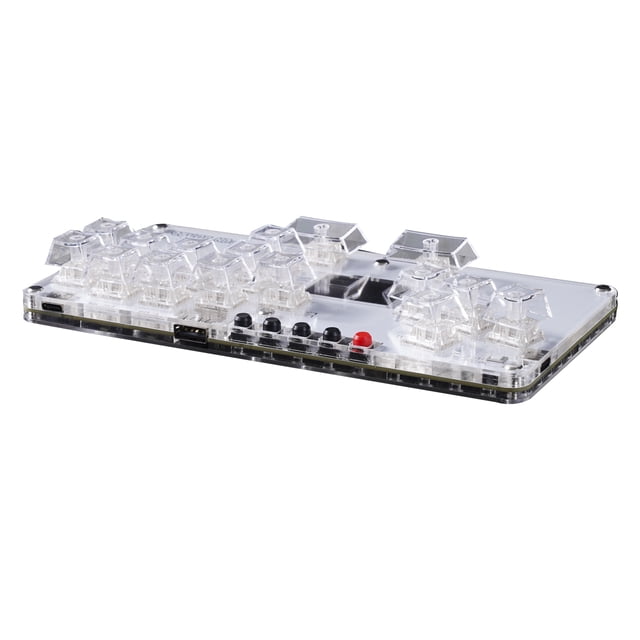 MustFun High Translucent (White Button) Stickless Gaming Controller with 1.3' OLED Display, Mini Customizable Keyboard, Dual-Core ARM Cortex-M0+ Processor, RGB Backlighting, 3 TYPE-C Ports,