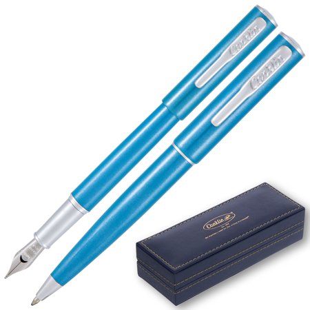 Conklin Coronet Turquoise (Ballpoint & Fountain) Pen Set - With Fine Tip