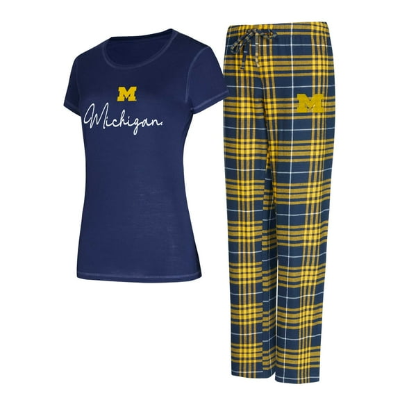 Women's Concepts Sport Navy Michigan Wolverines Vector Top & Flannel Pants Sleep Set