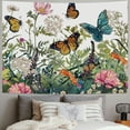 thumbnail image 2 of JRXY  Leaf Butterfly Tapestry Wall Hanging, Sage Green Leaves and Flowers with Butterflies Wall Hanging Tapestry Spring Plant Tapestry for Bedroom Living Room Wall Decor Painting, 2 of 6