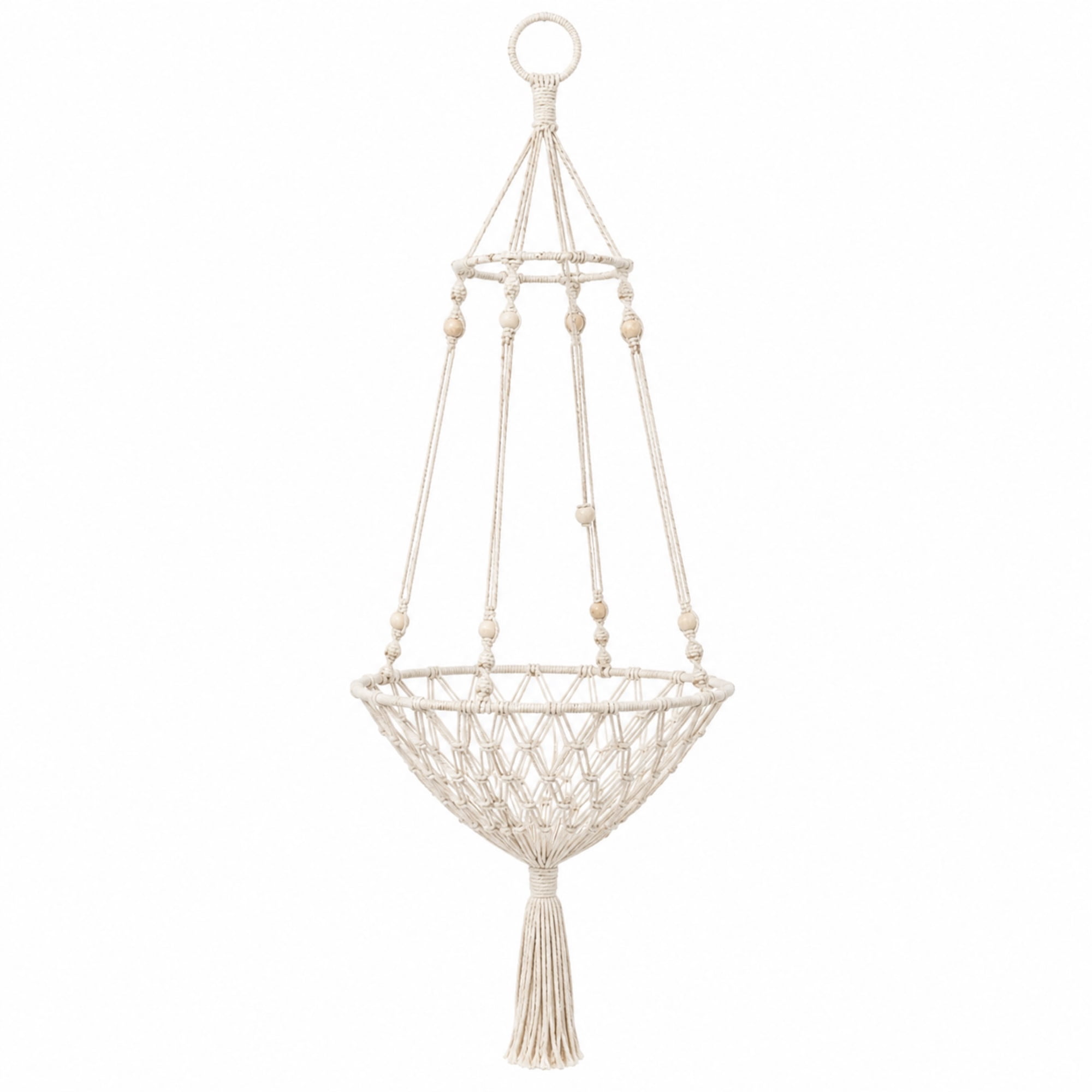 Boho Macrame Hanging Cat Bed Handwoven Semi-Enclosed Cat Hammock Basket