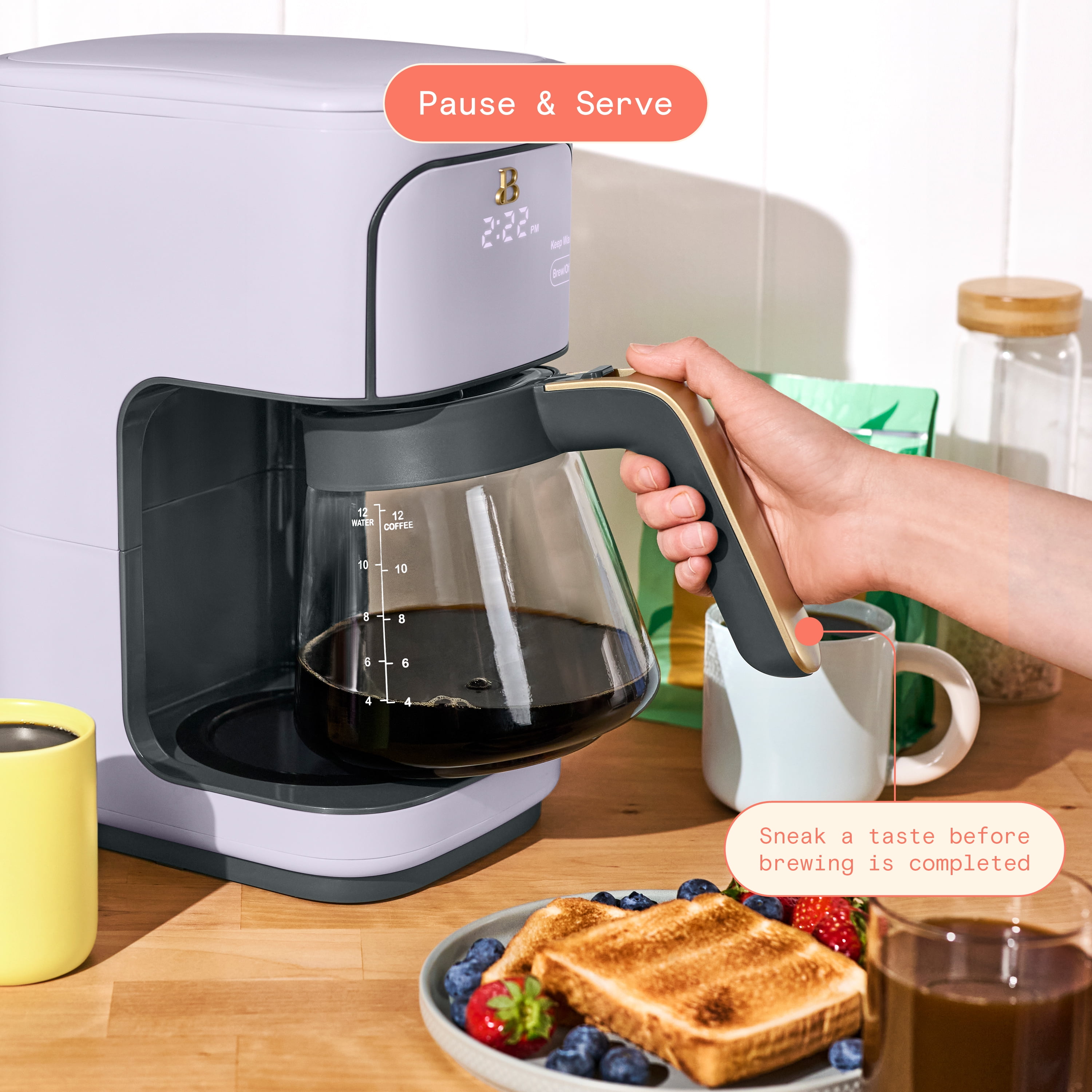 Beautiful 12 Cup Programmable Coffee Maker, Lavender by Drew Barrymore