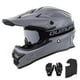 thumbnail image 1 of Casco de moto Oumurs para adultos, cuatrimoto, todoterreno, con gafas, color gris, 1 of 9