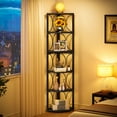 thumbnail image 3 of Tribesigns 6 Tier Tall Corner Bookcase, Industrial Wood Stand Shelf  for Living Room, Black, 3 of 7