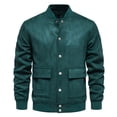 thumbnail image 4 of Maoxin Jackets for Men Lapel Leather Jacket Casual Loose Men's Leather Jacket Solid Color Long Sleeved Hooded Casual Jacket/jacket Green M, 4 of 8