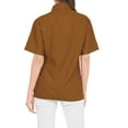 thumbnail image 5 of HAPPY BAY Women's Casual Hawaiian Blouses Shirt Dressy Blouse Short Sleeve Button Down Dress Tops Tee Shirts T Shirts for Women M Solid, Autumn Brown, 5 of 6