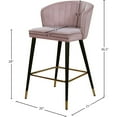 thumbnail image 3 of Meridian Furniture Cassie 28"H Velvet Counter Stool in Pink (Set of 2), 3 of 5