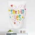 thumbnail image 1 of Colorful Tapestry, Hippie Celebration Hearts Flowers Dots Rainbow Colored She Said Yes Words, Fabric Wall Hanging Decor for Bedroom Living Room Dorm, 5 Sizes, Multicolor, by Ambesonne, 1 of 1