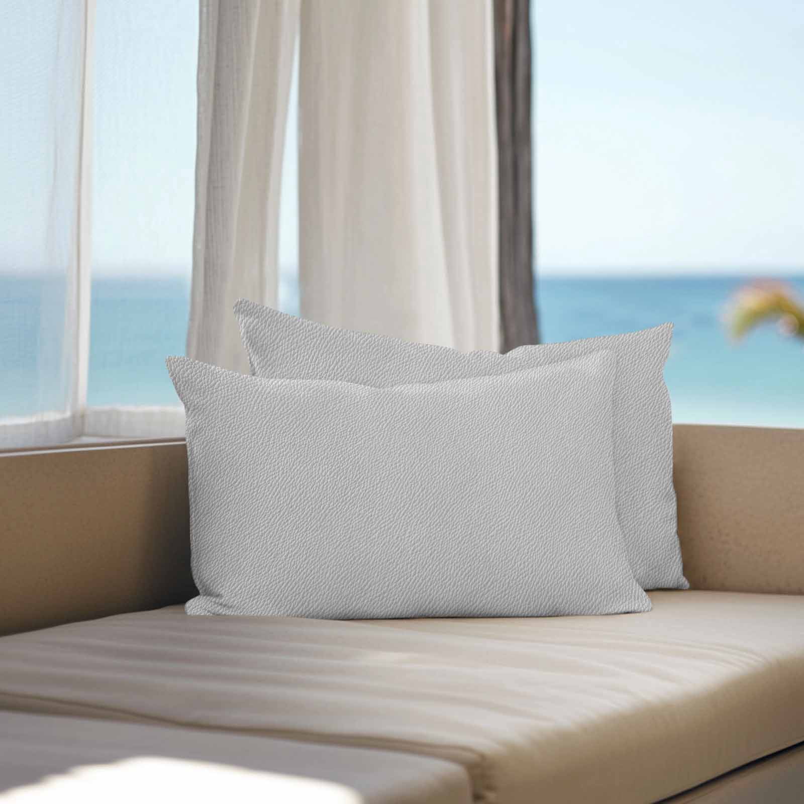 Grey Outdoor Pillow Covers 20x12 Inch Lumbar Pillow Covers Set of 2 Waterproof Decorative Throw Pillow Cases Vintage Leather Patterned Texture Solid Modern Cushion Covers for Patio Furniture Garden