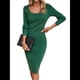 thumbnail image 2 of Vestido de Verano 2025 para Mujer, Ajustado, de Corta, Acanalado, con Abertura Lateral, de Punto y Cuello Cuadrado. Verde XL, 2 of 9