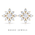 thumbnail image 3 of Rosec Jewels Natural Diamond Statement Floral Stud Earrings for Women, 14K Yellow Gold, 3 of 7