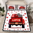 thumbnail image 2 of Manfei Happy Valentine'S Day Twin Sheet Sets,Red Graffiti Hearts Twin Fitted Sheet,White Black Checkered Flat Sheet For Girl,Breathable Home Decor,3 Pieces, 2 of 7