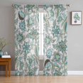 thumbnail image 3 of Sheer Curtains 108 inches Long, Abstract Traditional Retro Floral Turquoise Green Light Filtering Sheer Window Curtains Rod Pocket Voile Drapes for Bedroom Living Room, 52"W x 108"L 2 Panels, 3 of 7