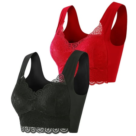 

Black and Friday/Cyber·Monday Deals asdoklhq Sports Bras for Women Lace Back Solid Strap Wrap Plus Size Bra Underwear