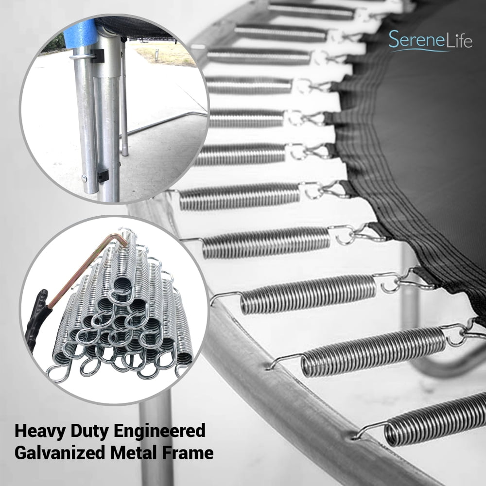 SereneLife SLTRA10BL - Home Backyard Sports Trampoline - Large Outdoor Jumping Fun Trampoline for Kids / Children, Safety Net Cage (10 ft.)