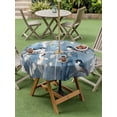 thumbnail image 5 of Outdoor Tablecloth with Umbrella Hole Zipper Teal Oil Painting Forest Round Tablecloth 54" Waterproof Outside Table Cloth Vintage Birds Farmhouse Patio Table Cover Tablecloths for Picnic Party, 5 of 8