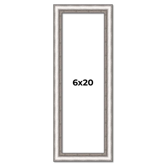 6x20 Frame Silver Real Wood Picture Frame Width 1.25 Inches | Interior Frame Depth 0.5 Inches |
