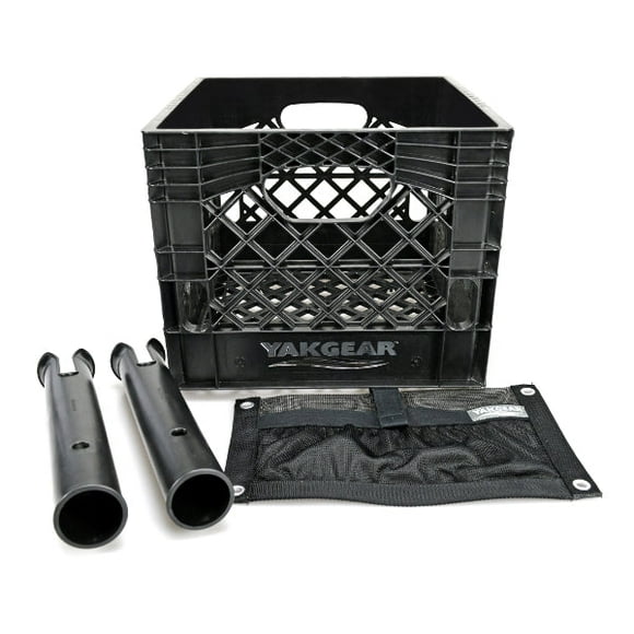 Yak Gear Kayak Crate 01-0026-01 13 Inch x 13 Inch; Black; Plastic; Starter Angler Kit; With YakGear Logo; With Build-A-Crate Single Rod Holder/YakGear Accessory Pouch