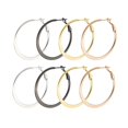 thumbnail image 1 of Women Earrings Titanium Steel, Hoop Earrings Silver Gold Black Rose Gold 4 Pairs(8PCS) Round 30/40/50/60MM Hoop Earrings Hypoallergenic, 1 of 4