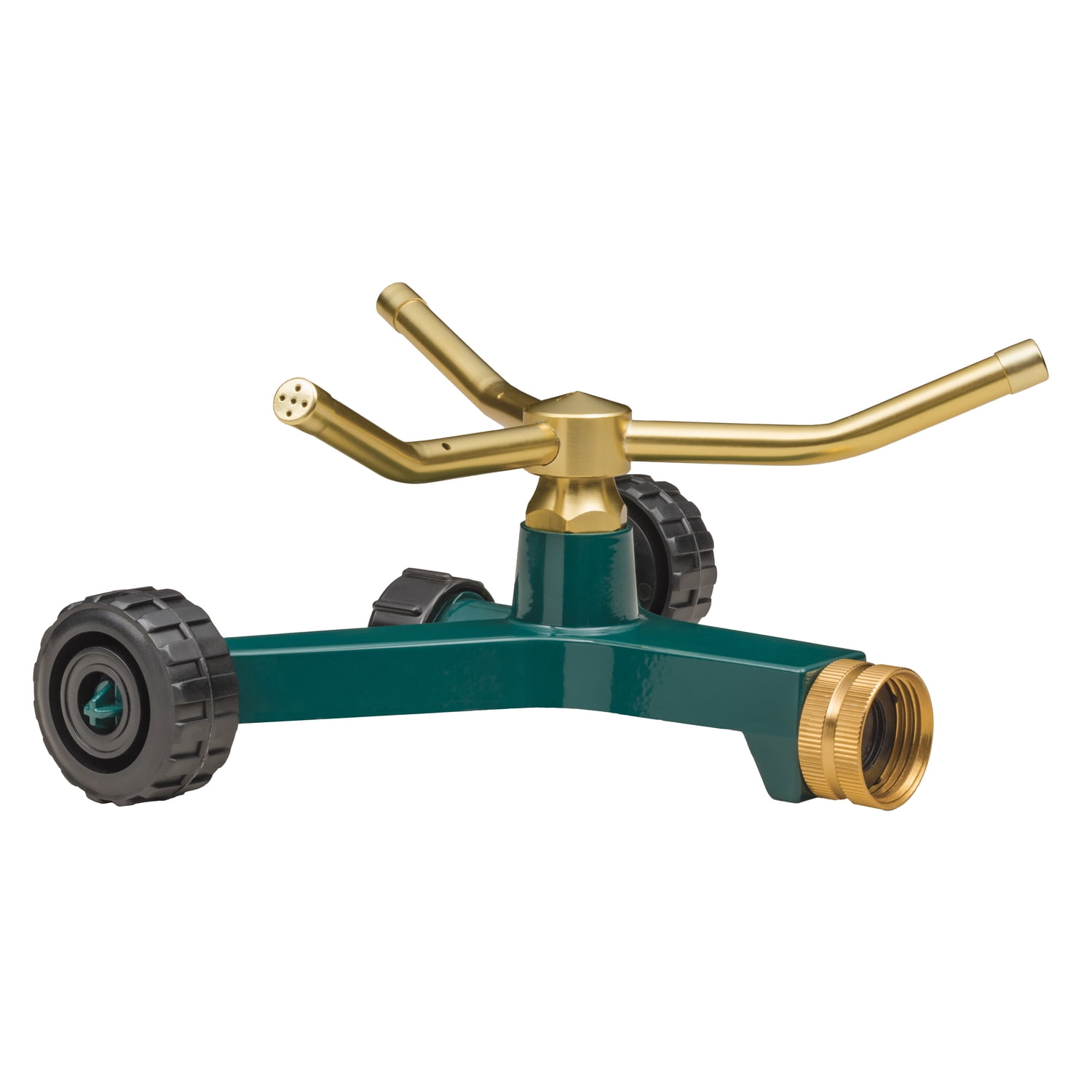 Orbit Brass, 3-Arm, Adjustable Lawn Watering Sprinkler with Wheeled Base