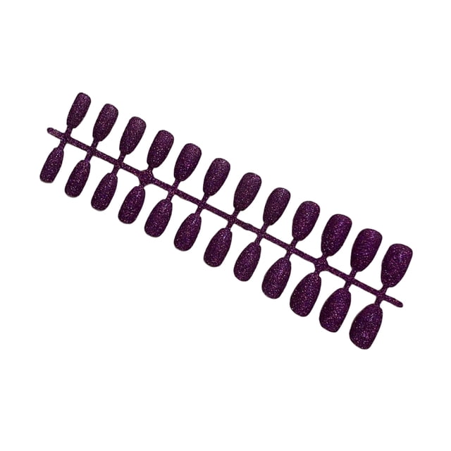 Vogacara Uñas postizas con purpurina para mujer, prensa de belleza, herramientas de manicura desmontables, producto DIY, parche de cobertura completa Arte de uñas Violeta Vogacara CE012362-01B