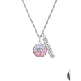 thumbnail image 2 of Delight Jewelry Silvertone Domed Multi Color CMT Silvertone Fearless Bar Charm Necklace, 23", 2 of 4