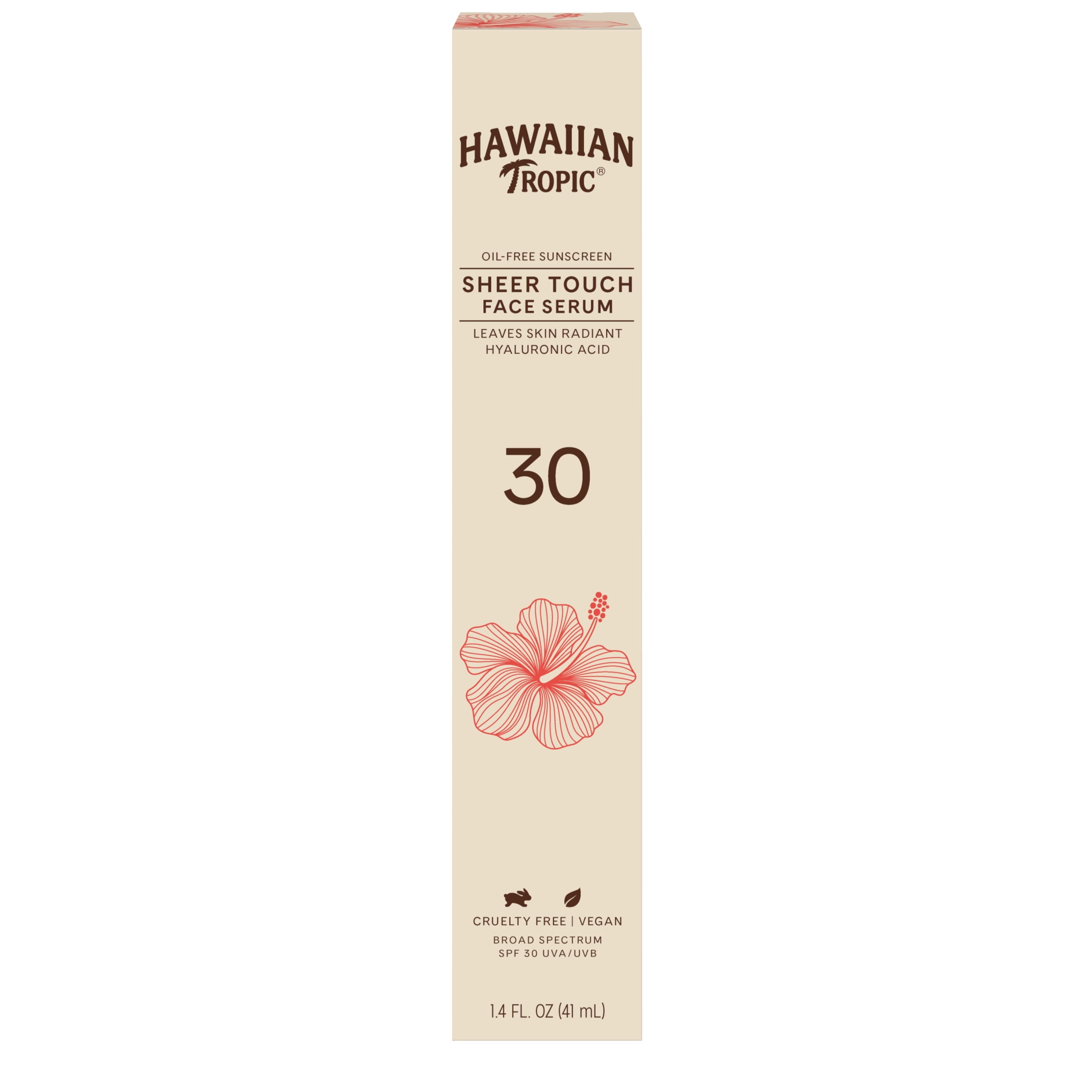 Hawaiian Tropic Sheer Touch Face Sunscreen Serum 1.4 Oz, SPF 30, Oil Free Sunblock