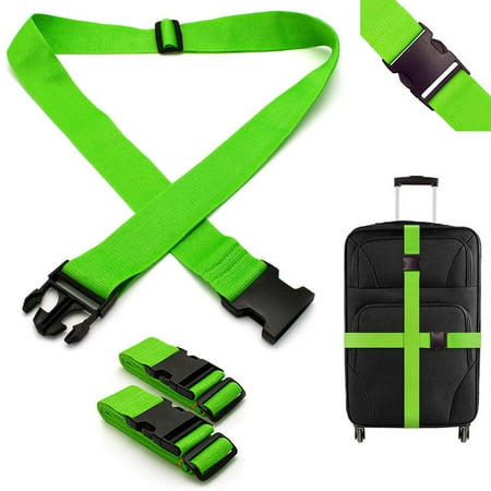 Green Long Travel Luggage Straps Adjustable Suitcase Safety Buckle Belts 1