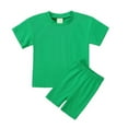 thumbnail image 3 of GYRATEDREAM Toddler Girl Boy Shorts Set, Kids Solid Cotton Short Sleeve Tops and Leggings 2 Pcs Outfits Summer Workout Sport Tracksuits for 3-4T, 3 of 5