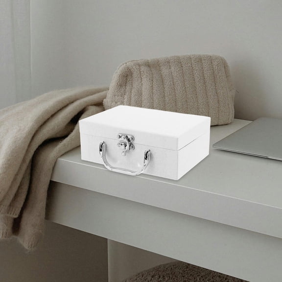 IBASETOY White Paper Suitcase with Handle Desktop Organizer Multipurpose Storage Box for Daily Use