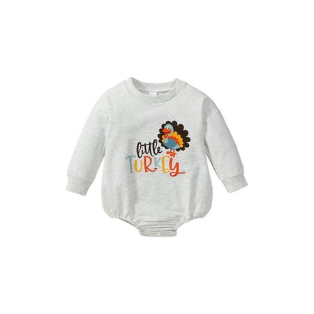 

CocMouse Baby Thanksgiving Romper Long Sleeve Letter Turkey Print Romper