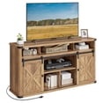 thumbnail image 2 of VASAGLE TV Stand for TVs up to 65", Farmhouse TV Console, 2 Sliding Barn Doors, for Living Room, Natural, 2 of 9