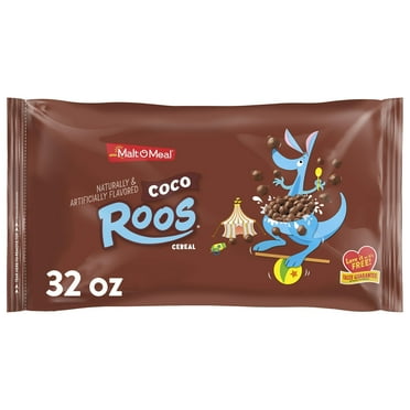 Malt-O-Meal Coco Roos Breakfast RRF12 Cereal, Crunchy Chocolate Puff Cereal, Large Cereal for Family, 32 OZ Resealable Cereal Bag