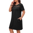 thumbnail image 3 of WellSize Plus Size Dresses For Women Summer Crew Neck Short Sleeve T Shirt Dress Casual Lace Sundresses with Pockets, 3 of 8