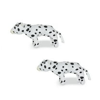Mighty Jr Farm Cow Durable Plush Squeaky Dog Toy, 2 Pack