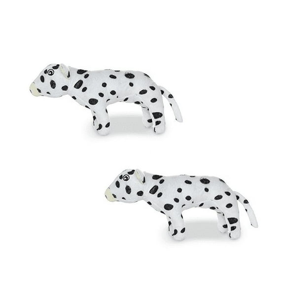 Mighty Jr Farm Cow Durable Plush Squeaky Dog Toy, 2 Pack