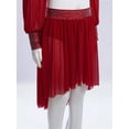 thumbnail image 3 of Doomiva Kids Girls Rhinestones Lyrical Ballet Dance Chiffon High-Low Wrap Skirts Studio Practice Performance Costume Burgundy 14, 3 of 6