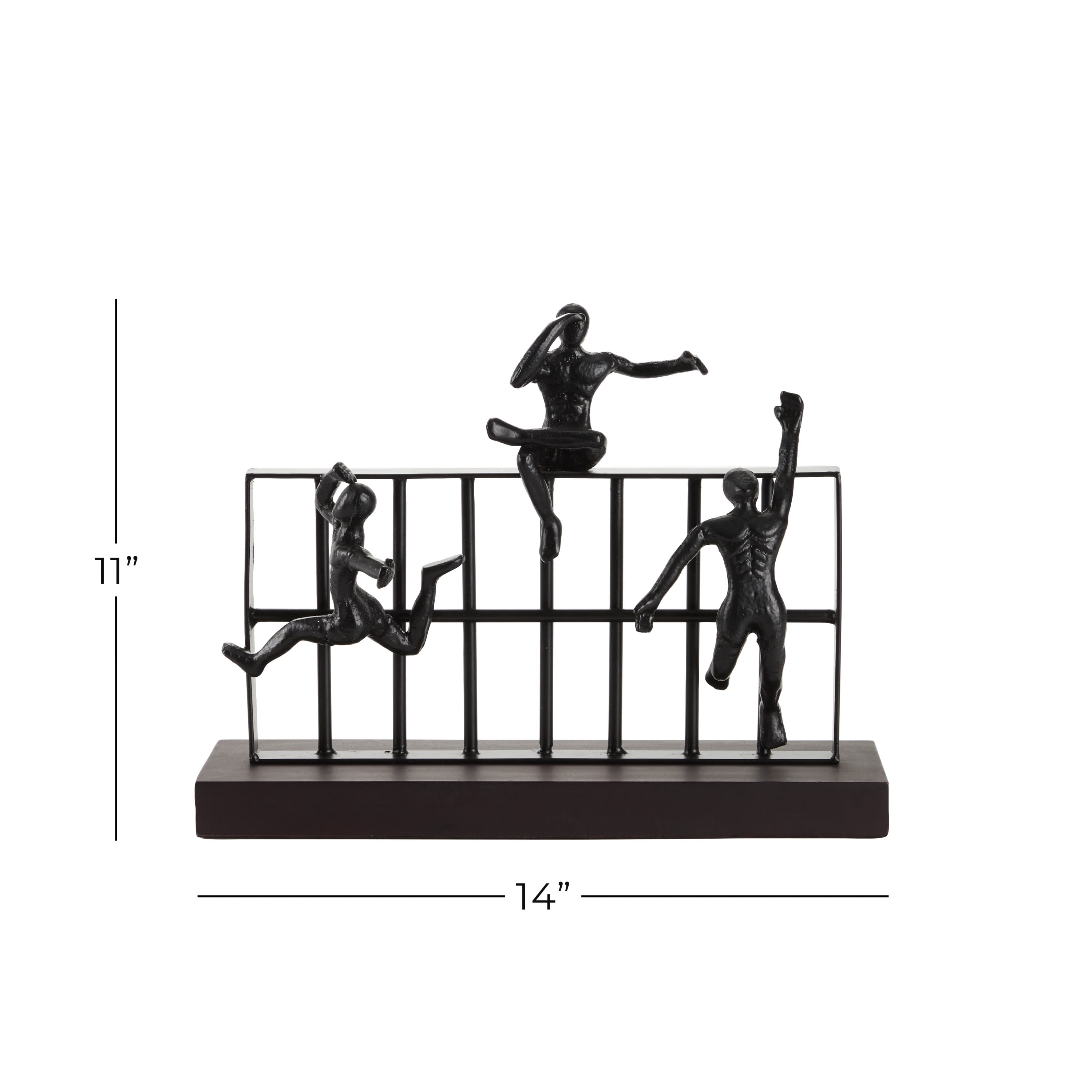 DecMode 14"W, 11"H Metal Contemporary People Sculpture, Black