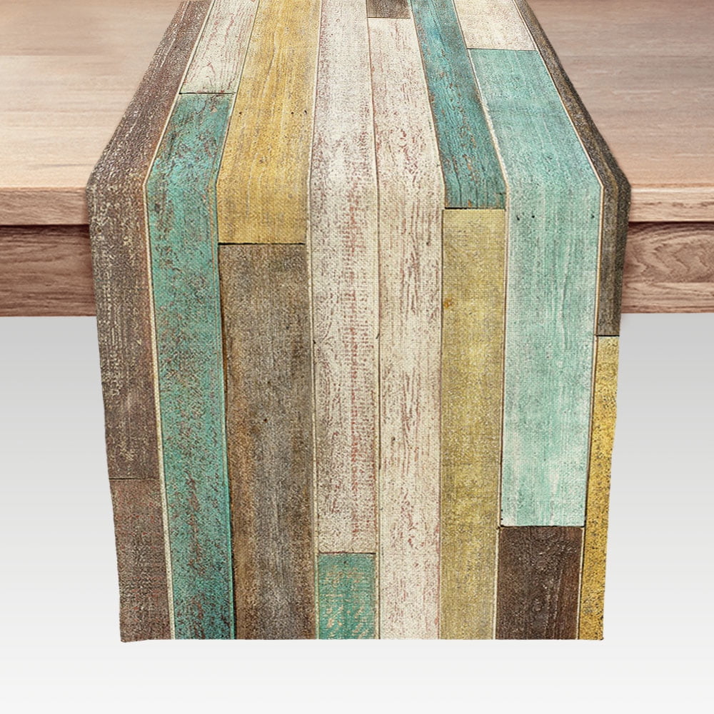 Farmhouse Table Runners 72 Inches Long, Rustic Teal Table Runner