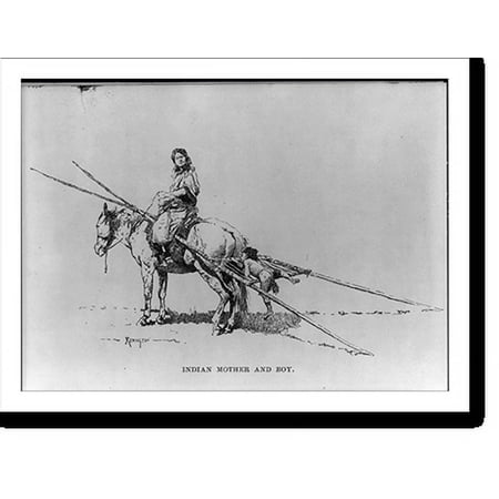 Historic Print, [Illustration by Frederic Remington: Indian mother and boy], 18" x 24"