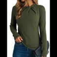 thumbnail image 3 of Blusas de Mujer de Larga Térmicas con Nudo Torcido, Cuello Alto, Informales, Ajustadas, Suaves y Elásticas. Verde XXL, 3 of 8