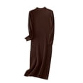 thumbnail image 2 of BSDJILFG Fall Dresses for Women 2025 Long Sleeve Sweater Dress Soft Knit Warm Cozy Mid Calf Winter Dress for Christmas Sleepwear, 2 of 3