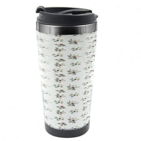 

Floral Travel Mug Anemone Flower Paintings Steel Thermal Cup 16 oz by Ambesonne