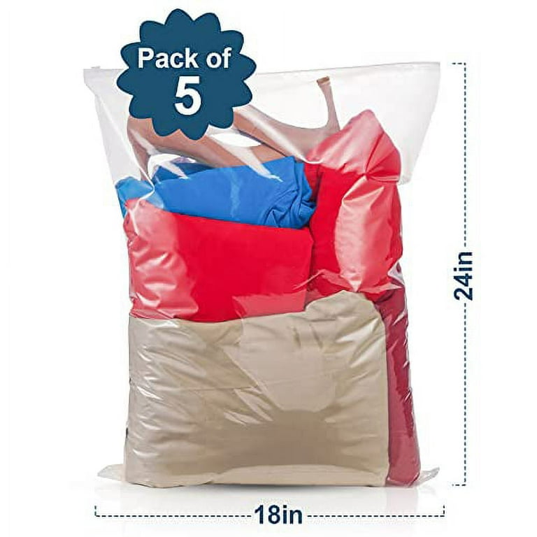4) Large Zipper Top Storage Bag with Handles 24x 20in, Resealable Clear Bags  for Storing Organizing & Packing for Summer Travel Picnics Vacations Home  Kitchen Organizer & CUSTOM Storage Carrier 