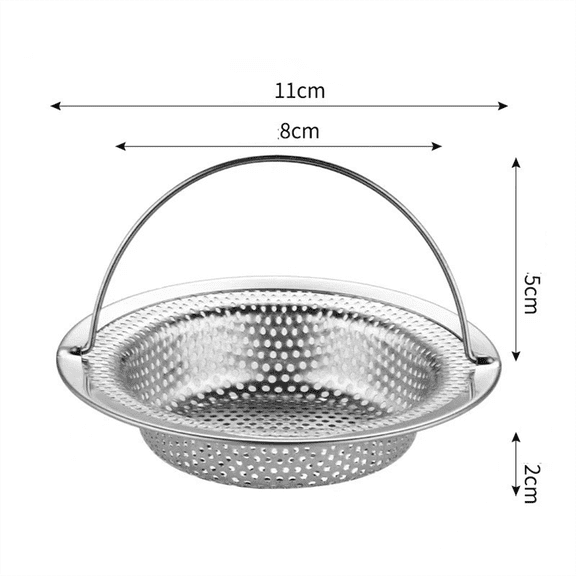 Kitchen Sink Drain Strainer, Stainless Steel Scrap Catcher, Basket Strainer with Handle, Sink Protector for Food Waste, Dishwasher Safe Drain Basket, Universal Fit Sink Accessories