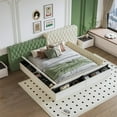 thumbnail image 5 of Tabaray Modern King Sized Bed Frame, Upholstered Floor King Bed Frame with Storage Bench Boxes,  Two Tone Bed Frame for Bedroom (Main Color-Beige), 5 of 9