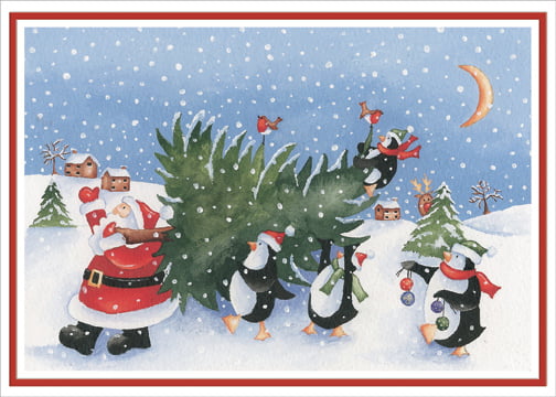 HALLMARK Christmas Card ~ Penguin As a Christmas Tree ~ Funny ~ New/Unused 