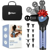 LifePro Dynaflex Massage Gun – Deep Tissue Handheld Massager Gun for Muscle Recovery with 10 Heads & Travel Case – Portable Percussion Massage Gun for Athletes - Blue